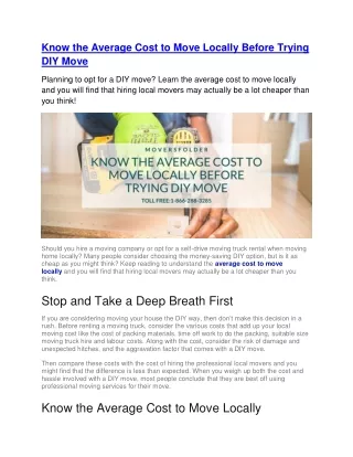 know the average cost to move locally before