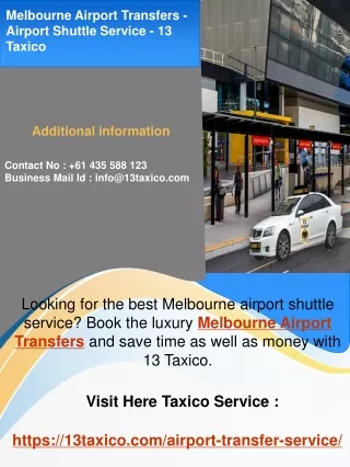 Melbourne Airport Transfers - Airport Shuttle Service - 13 Taxico