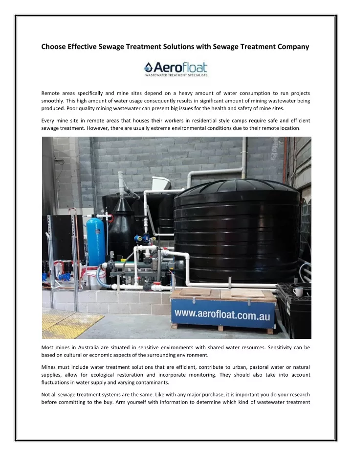 choose effective sewage treatment solutions with