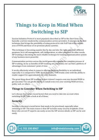 things to keep in mind when switching to sip