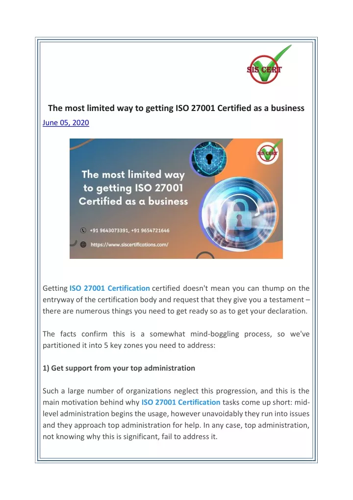 the most limited way to getting iso 27001