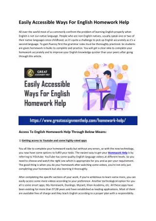 easily accessible ways for english homework help