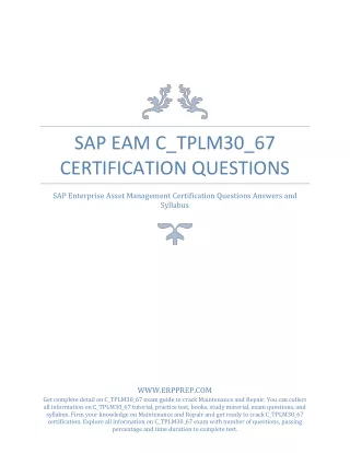 sap eam c tplm30 67 certification questions