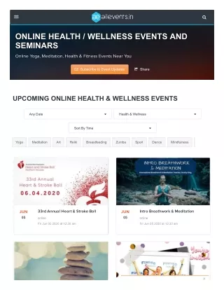 Online Health & Wellness Events, Classes, Seminars, health fairs