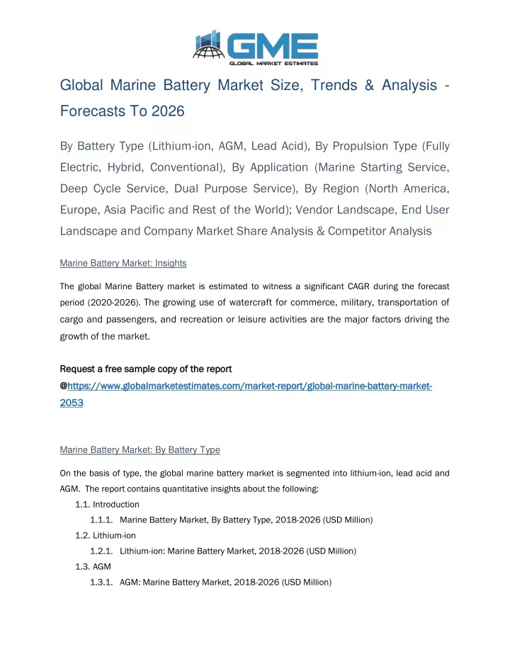global marine battery market size trends analysis