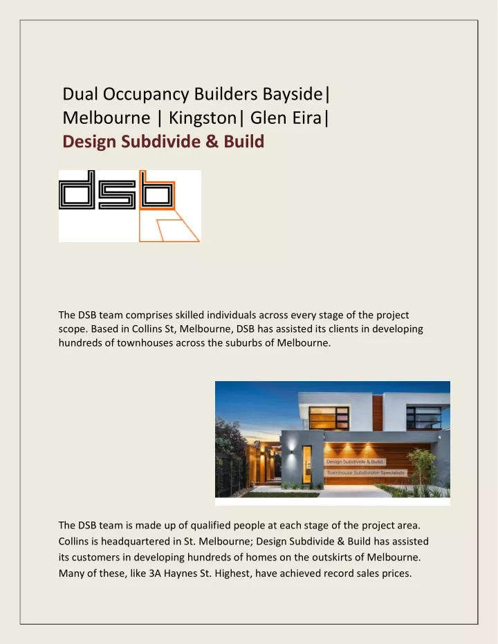 dual occupancy builders bayside melbourne