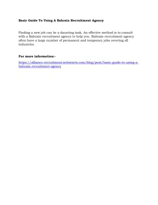 basic guide to using a bahrain recruitment agency