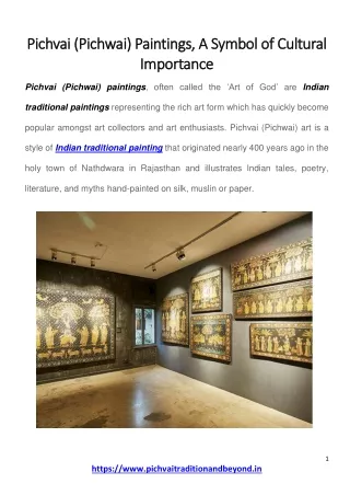 Pichvai (Pichwai) Paintings, A Symbol of Cultural Importance