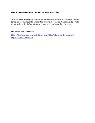 php web development exploring your best tips