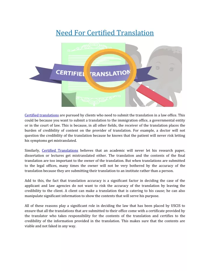 need for certified translation