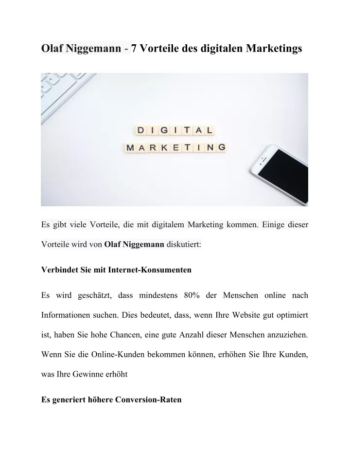 olaf niggemann 7 vorteile des digitalen marketings
