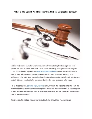 What Is The Length And Process Of A Medical Malpractice Lawsuit?