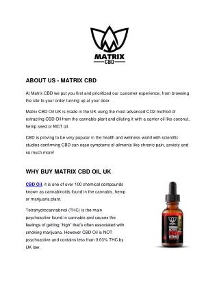 CBD Vape Oil at Matrix CBD Oil Ltd