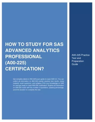 how to study for sas advanced analytics