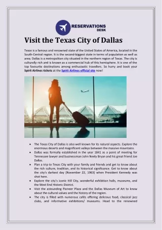 Visit the Texas City of Dallas