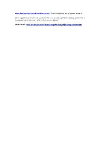 want engineering recruitment agencies