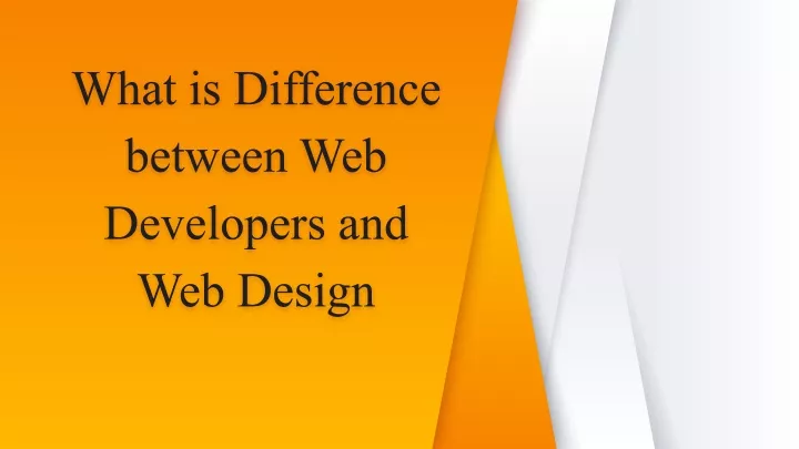 what is difference between web developers