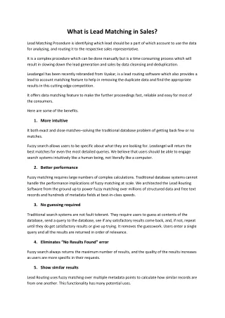 what is lead matching in sales