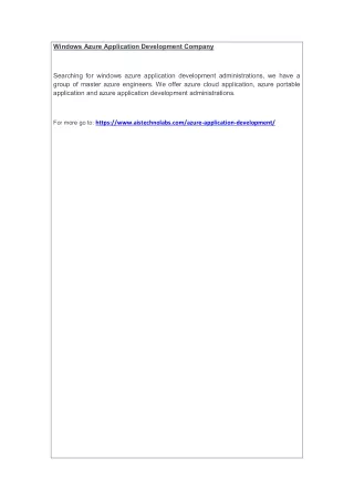 windows azure application development company