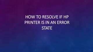 how to resolve if hp printer is in an error state