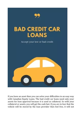 Get Fast Approved With Bad Credit Car Loans Calgary