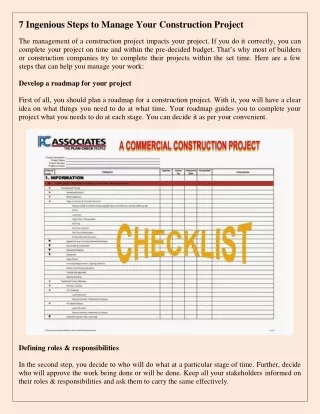 7 ingenious steps to manage your construction