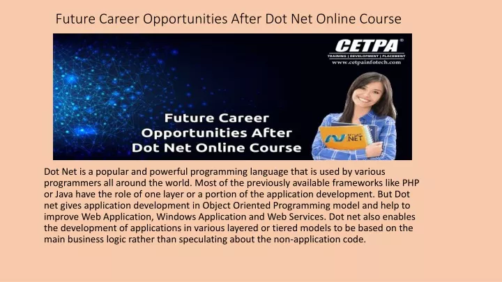 future career opportunities after dot net online course