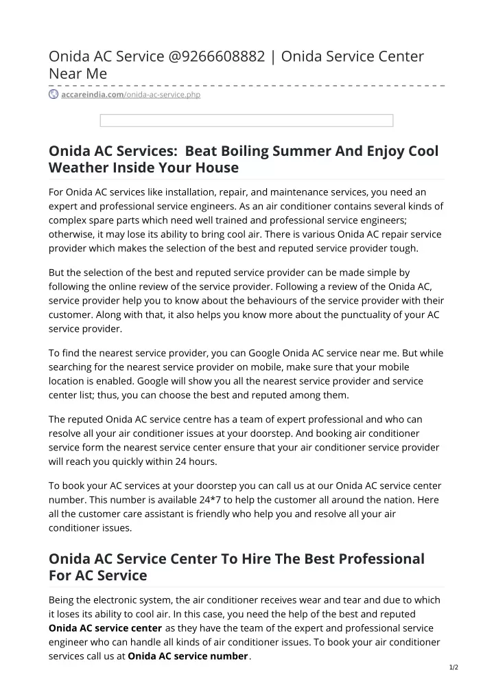 onida ac service @9266608882 onida service center