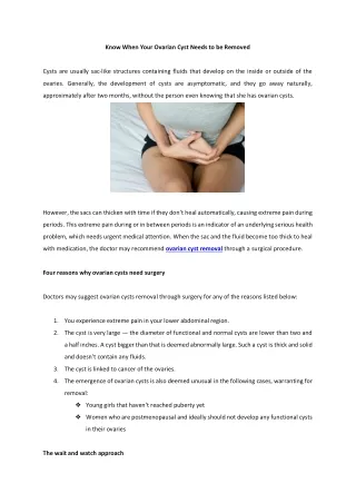 know when your ovarian cyst needs to be removed