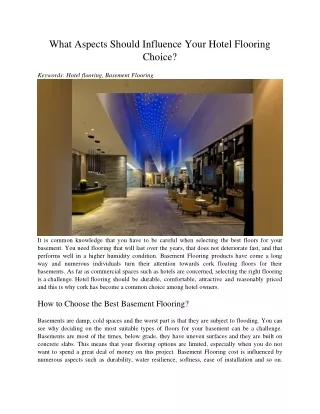 what aspects should influence your hotel flooring