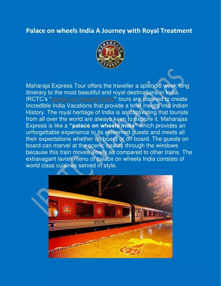 palace on wheels india a journey with royal