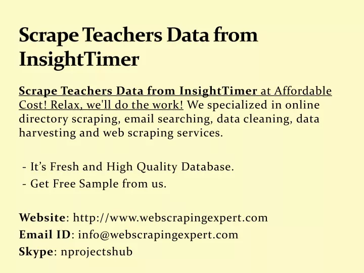 scrape teachers data from insighttimer