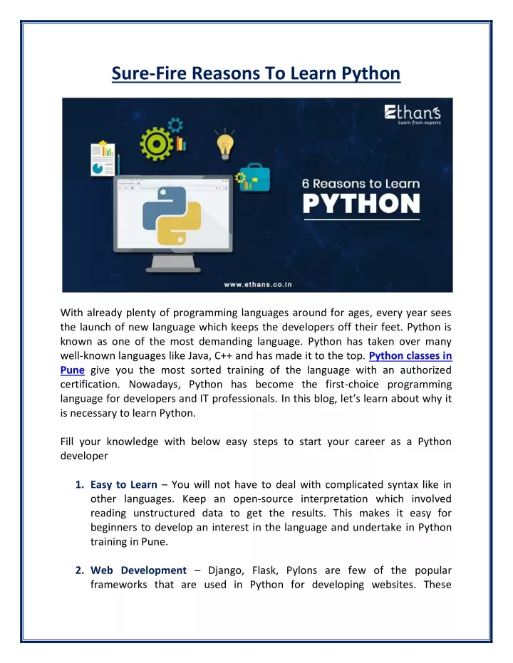 sure fire reasons to learn python
