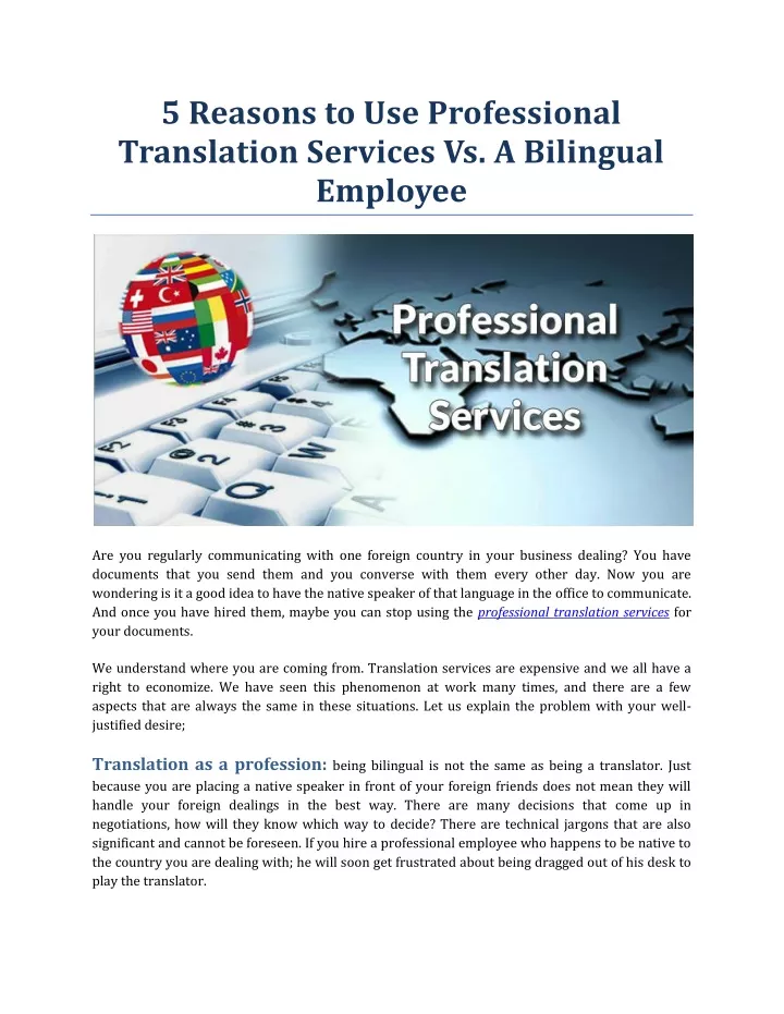 5 reasons to use professional translation