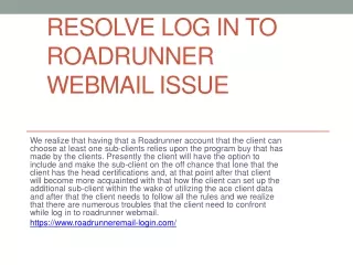 Resolve log in to roadrunner webmail issue