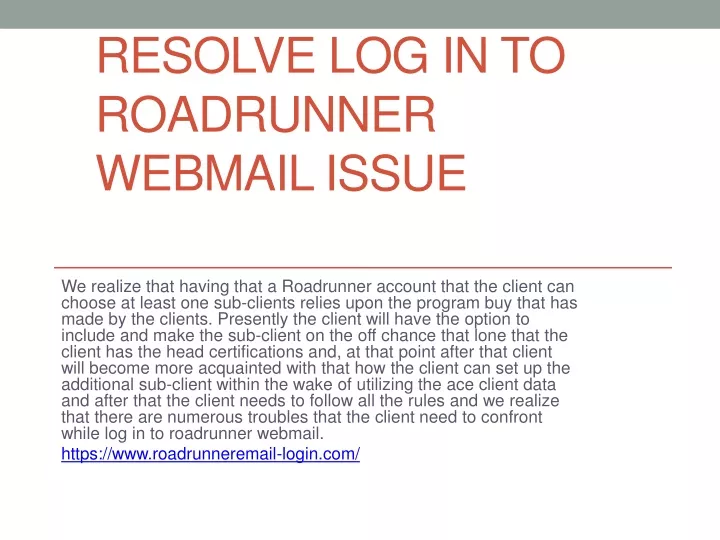 resolve log in to roadrunner webmail issue