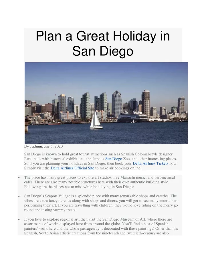 plan a great holiday in san diego