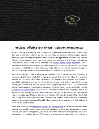 oncloud offering tech driven it solutions