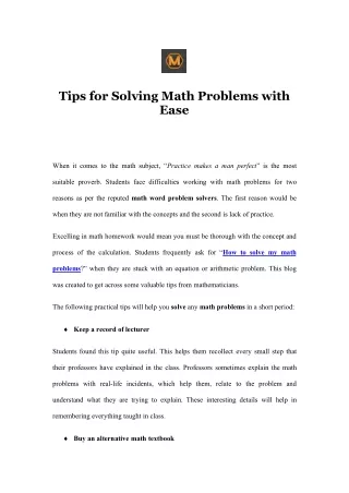 tips for solving math problems with ease