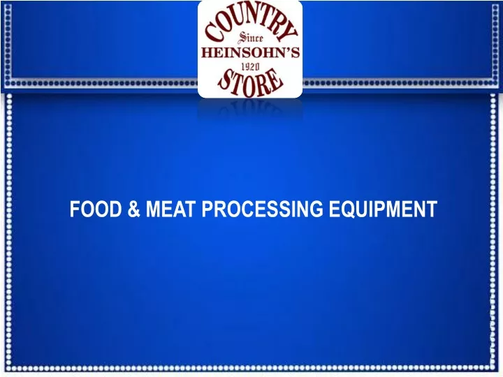 food meat processing equipment