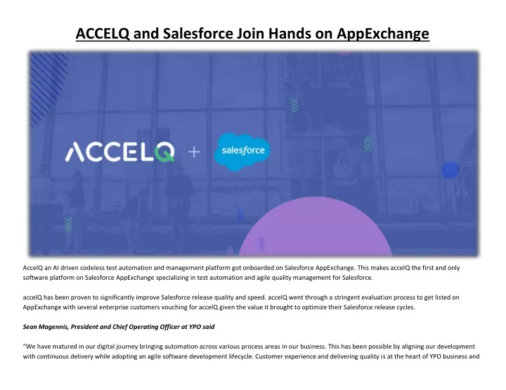 accelq and salesforce join hands on appexchange