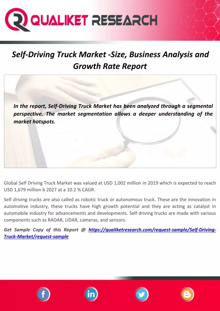 self driving truck market size business analysis