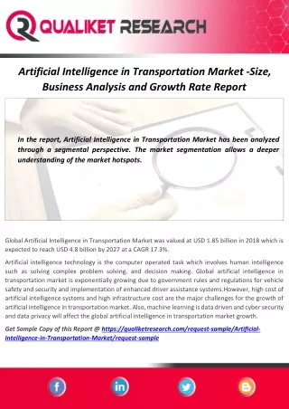 artificial intelligence in transportation market