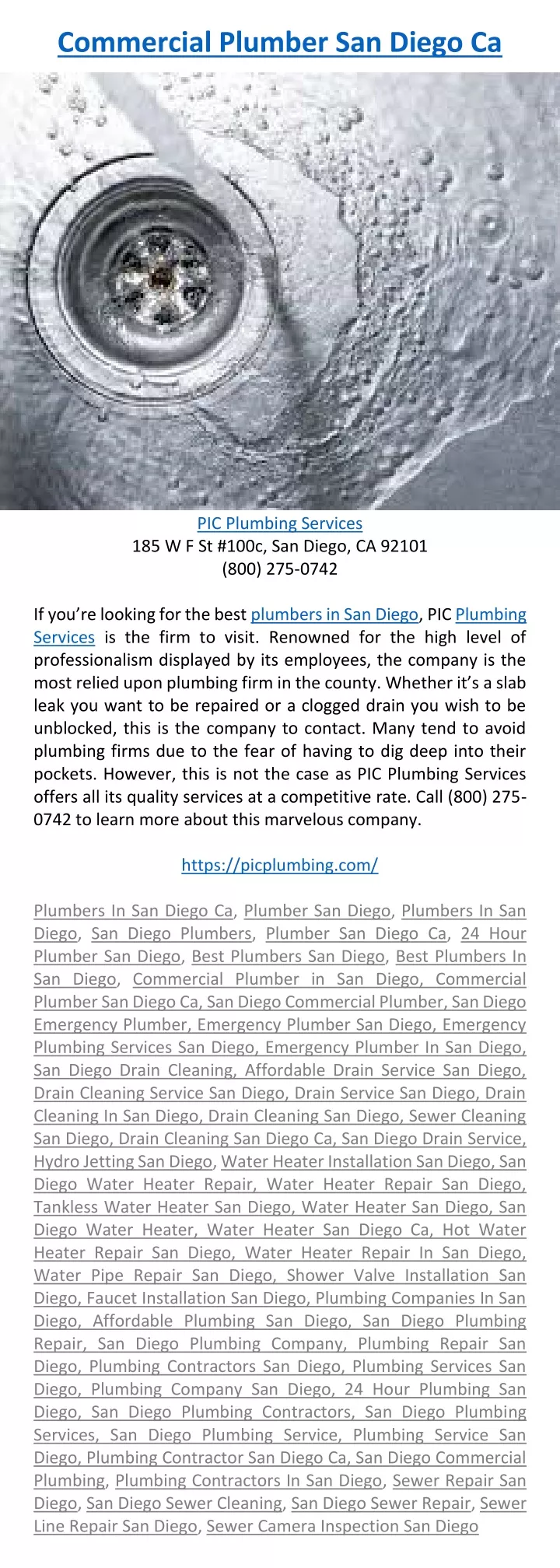 commercial plumber san diego ca