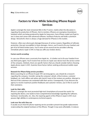 Factors to View While Selecting iPhone Repair Services