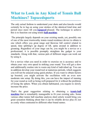 What to Look in Any Kind of Tennis Ball Machines? Topseedsports