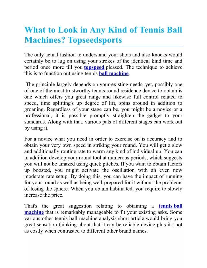 what to look in any kind of tennis ball machines