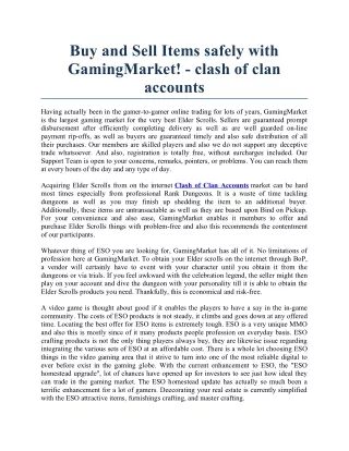 Buy and Sell Items safely with GamingMarket! - clash of clan accounts