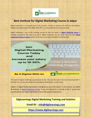 best institute for digital marketing course