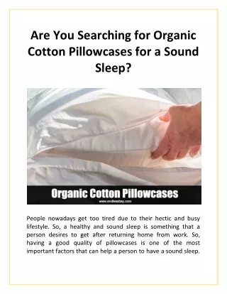 Are You Searching for Organic Cotton Pillowcases for a Sound Sleep?
